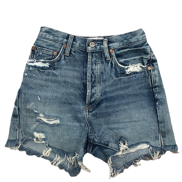 Agolde Denim Distressed Shorts - Picture 2 of 3